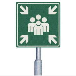 Bord verzamelplaats op flespaal